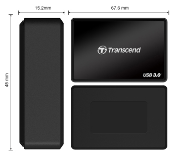 Dimensi Multi Card Reader All in One Transcend USB 3 - RDF8