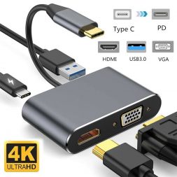 TYPE C TO HDMI VGA HUB USB 3.0 PD TYPE C 4IN1 ADAPTER - 4
