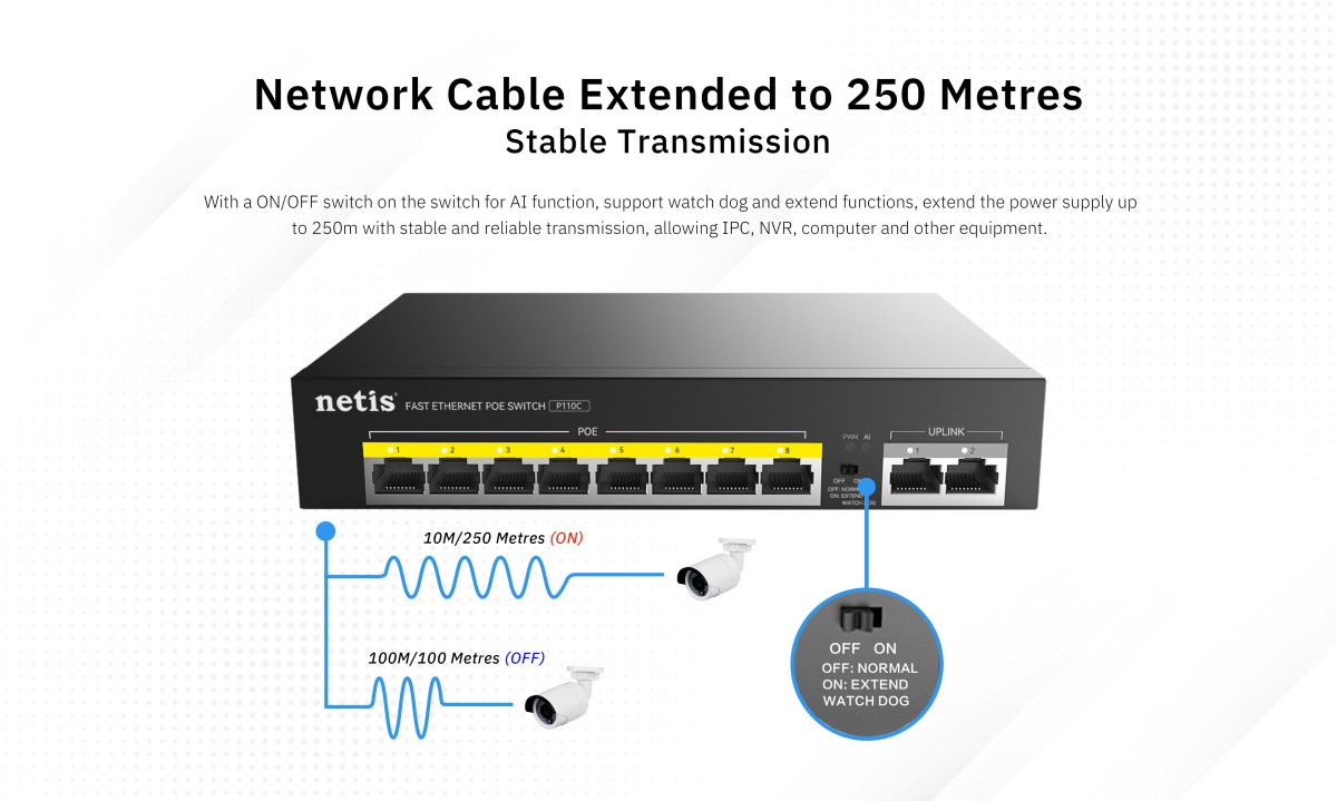 POE Switch NETIS P110C 8POE+2RJ45 100M Standard POE Switch - 3