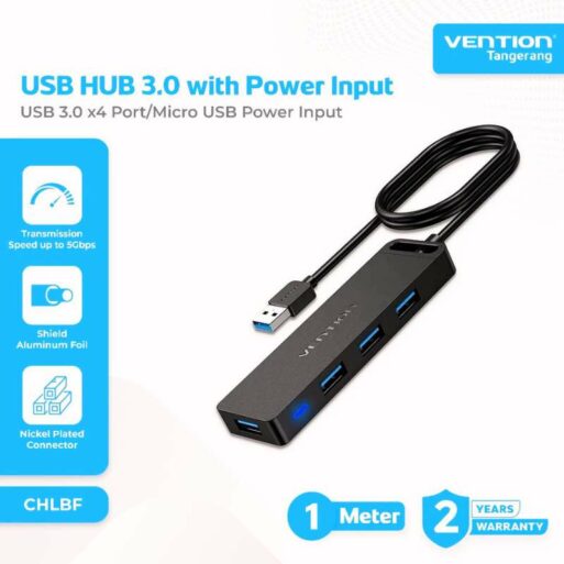 Vention USB HUB 4 Port USB 3.0 High Speed CHLBF - 1M Original with Power Extension - 1