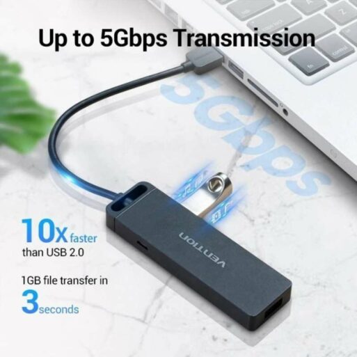 Vention USB HUB 4 Port USB 3.0 High Speed CHLBF - 1M Original with Power Extension - 3
